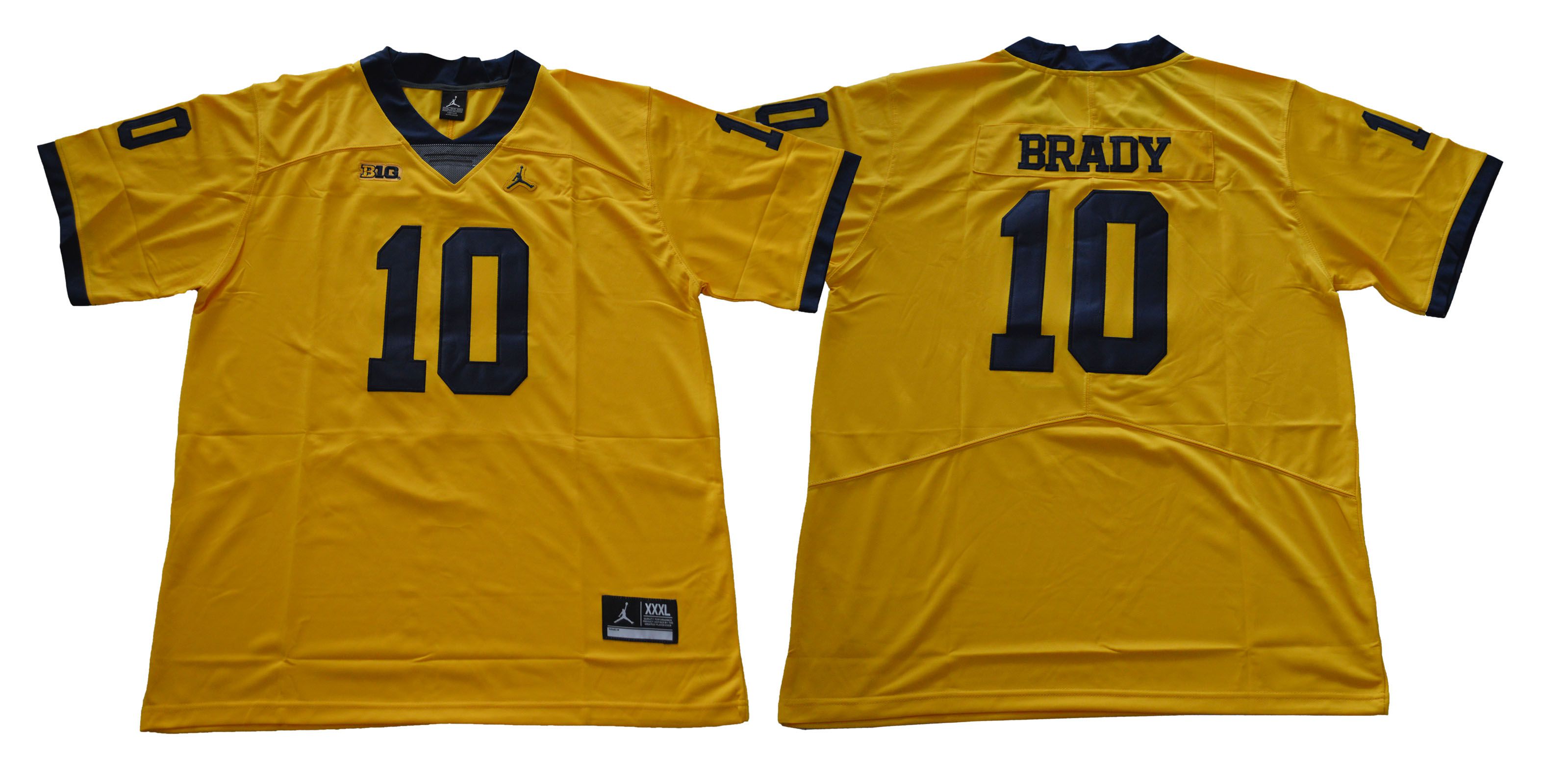 Men Michigan Wolverines 10 Brady Yellow NCAA Jerseys